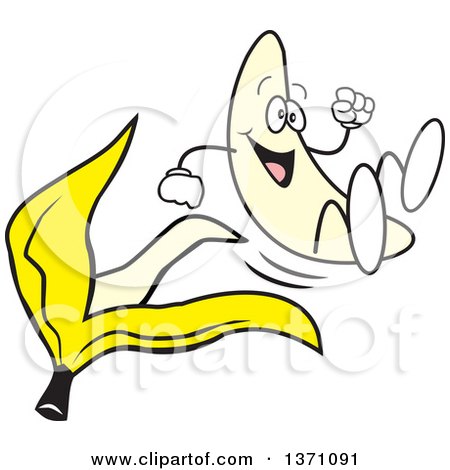 Clipart of a Cartoon Happy Banana Jumping out of a Peel - Royalty Free Vector Illustration by Johnny Sajem
