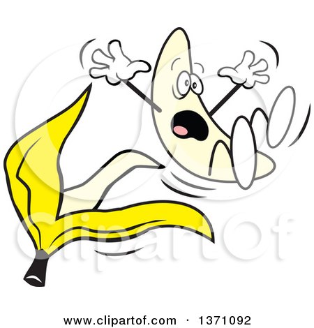 Clipart of a Cartoon Scared Banana Jumping out of His Skin - Royalty Free Vector Illustration by Johnny Sajem