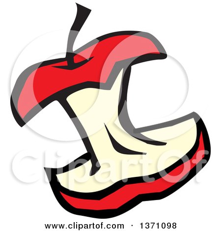 Clipart of a Cartoon Red Apple Core - Royalty Free Vector Illustration by Johnny Sajem