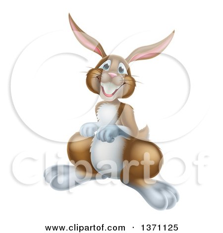 Clipart of a Happy Brown Bunny Rabbit - Royalty Free Vector Illustration by AtStockIllustration