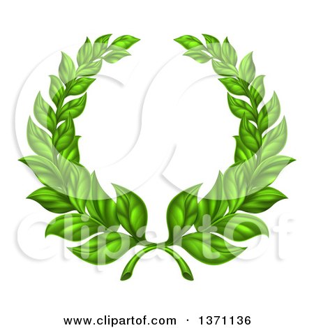 Clipart of a Round Green Laurel Wreath of Two Branches - Royalty Free Vector Illustration by AtStockIllustration