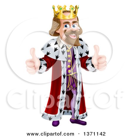 Clipart of a Caucasian King Giving Two Thumbs up - Royalty Free Vector Illustration by AtStockIllustration