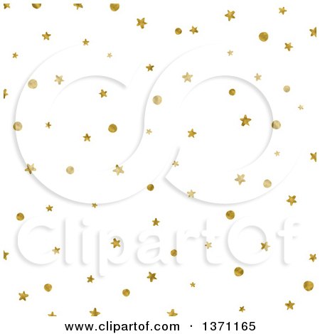 Clipart of a Golden Stars and Dots on White Background - Royalty Free Vector Illustration by KJ Pargeter