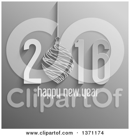 Clipart of a Happy New Year 2016 Greeting in Gray - Royalty Free Vector Illustration by KJ Pargeter