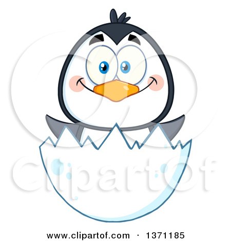 Clipart of a Happy Penguin Hatching - Royalty Free Vector Illustration by Hit Toon