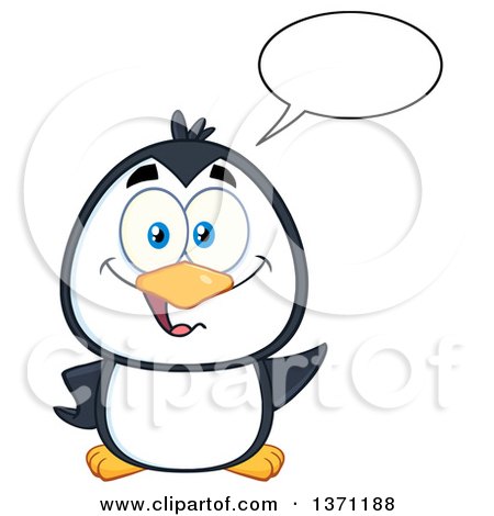 Clipart of a Happy Penguin Talking and Waving - Royalty Free Vector Illustration by Hit Toon
