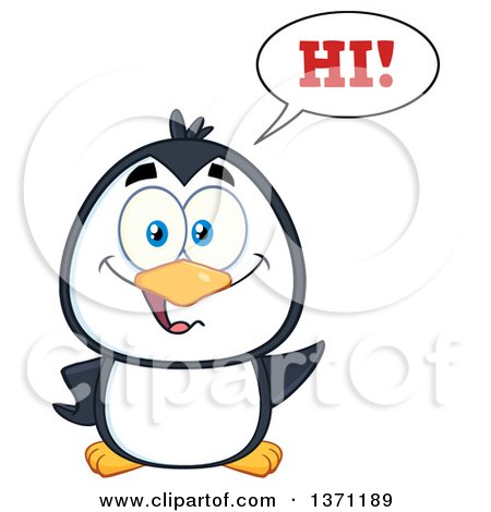 Clipart of a Happy Penguin Saying Hi and Waving - Royalty Free Vector Illustration by Hit Toon