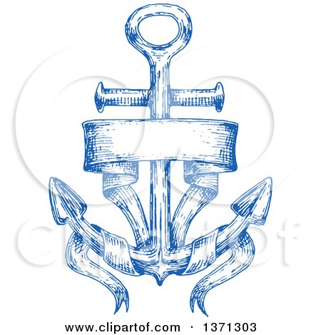 Clipart of a Blue Sketched Anchor - Royalty Free Vector Illustration by Vector Tradition SM