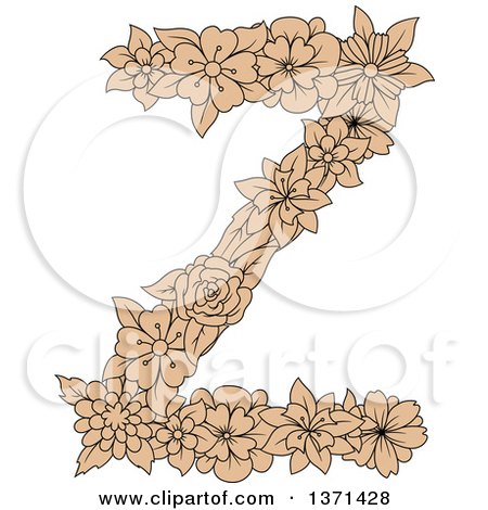 Clipart of a Tan Floral Alphabet Letter Z - Royalty Free Vector Illustration by Vector Tradition SM