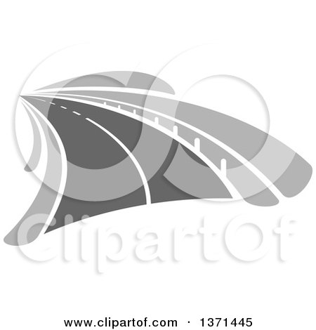 Clipart of a Grayscale Highway Road - Royalty Free Vector Illustration by Vector Tradition SM