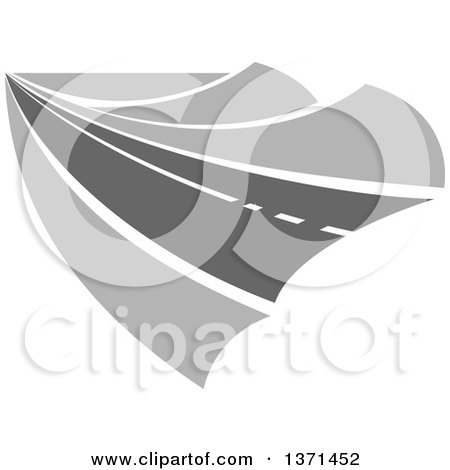 Clipart of a Grayscale Highway Road - Royalty Free Vector Illustration by Vector Tradition SM