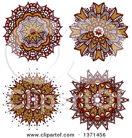 Clipart of White Yellow and Red Kaleidoscope Flower - Royalty Free Vector Illustration by Vector Tradition SM