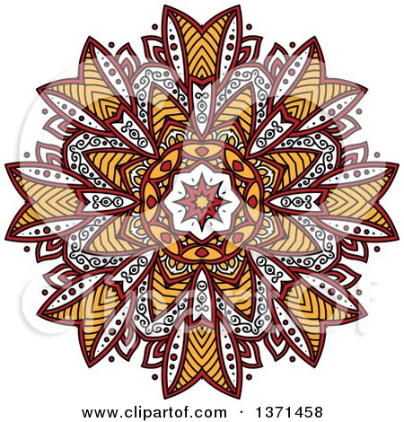 Clipart of a White Yellow and Red Kaleidoscope Flower - Royalty Free Vector Illustration by Vector Tradition SM