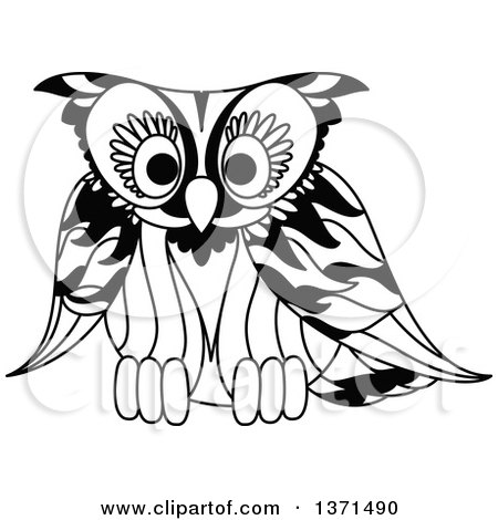 Clipart of a Black and White Owl - Royalty Free Vector Illustration by Vector Tradition SM
