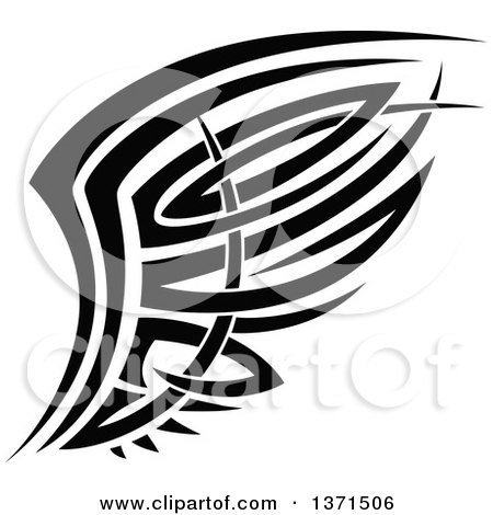 Clipart of a Black and White Tribal Angel or Bird Wing - Royalty Free Vector Illustration by Vector Tradition SM