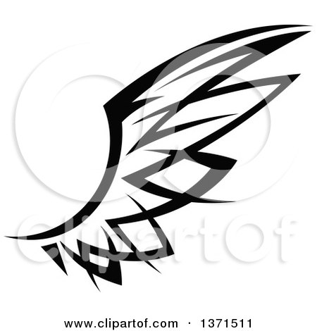 Clipart of a Black and White Tribal Angel or Bird Wing - Royalty Free Vector Illustration by Vector Tradition SM