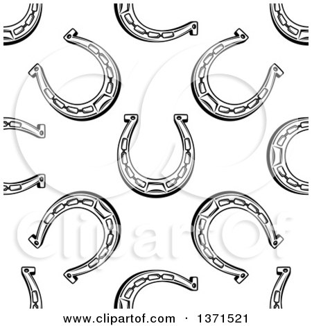 Clipart of a Seamless Black and White Horseshoe Background Pattern - Royalty Free Vector Illustration by Vector Tradition SM