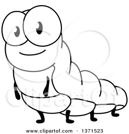 Clipart of a Cartoon Black and White Caterpillar - Royalty Free Vector  Illustration by Vector Tradition SM #1371523