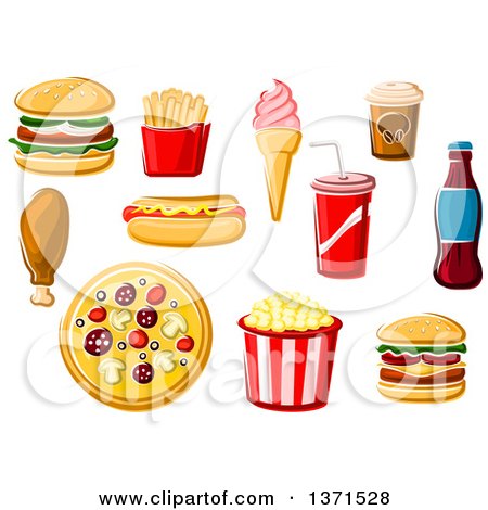 Clipart of Cartoon Fast Foods - Royalty Free Vector Illustration by Vector Tradition SM