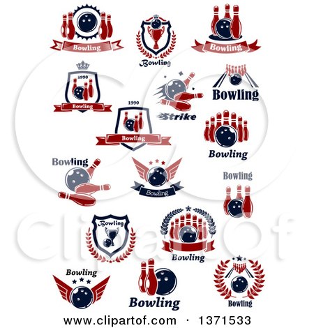 Clipart of Bowling Designs and Text - Royalty Free Vector Illustration by Vector Tradition SM