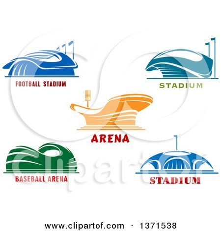Clipart of Sports Stadium Arena Buildings with Text - Royalty Free Vector Illustration by Vector Tradition SM