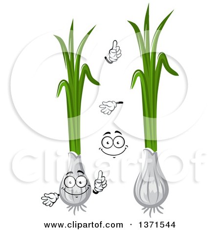Clipart of a Cartoon Face, Hands and Green Onions - Royalty Free Vector Illustration by Vector Tradition SM