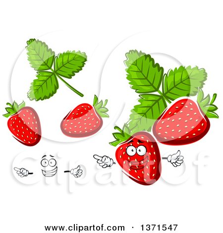 Clipart of a Cartoon Face, Hands and Strawberries - Royalty Free Vector Illustration by Vector Tradition SM