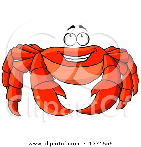 Clipart of a Cartoon Happy Red Crab Looking up - Royalty Free Vector Illustration by Vector Tradition SM