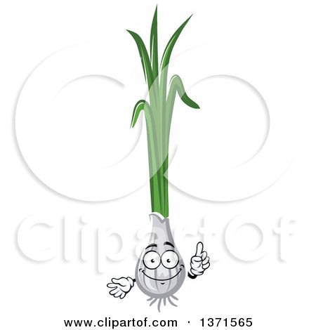 Clipart of a Cartoon Green Onion Character - Royalty Free Vector Illustration by Vector Tradition SM