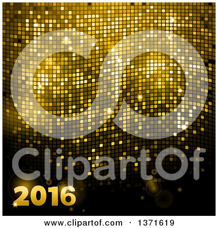 Clipart of a Gold Mosaic with 2016 New Year - Royalty Free Vector Illustration by elaineitalia