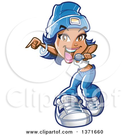 Clipart Of A Black Female Rapper Singing and Dancing - Royalty Free Vector Illustration by Clip Art Mascots
