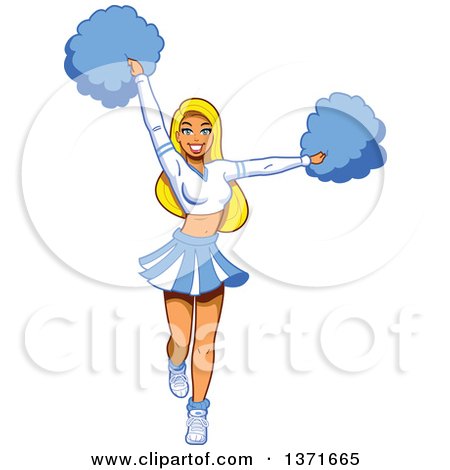 Clipart Of A Blond White Female Cheerleader - Royalty Free Vector Illustration by Clip Art Mascots