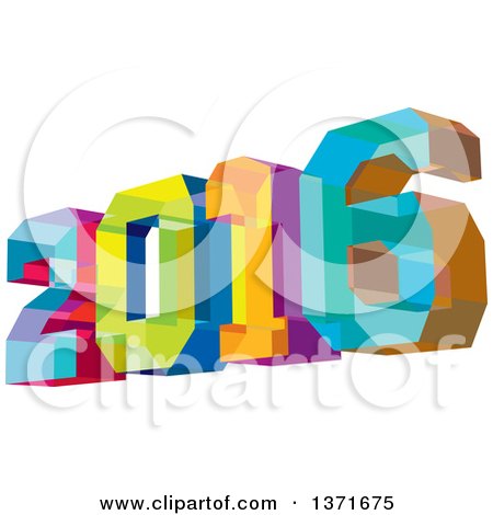 Clipart of a Colorful Geometric 2016 New Year, Low Angle View - Royalty Free Vector Illustration by patrimonio