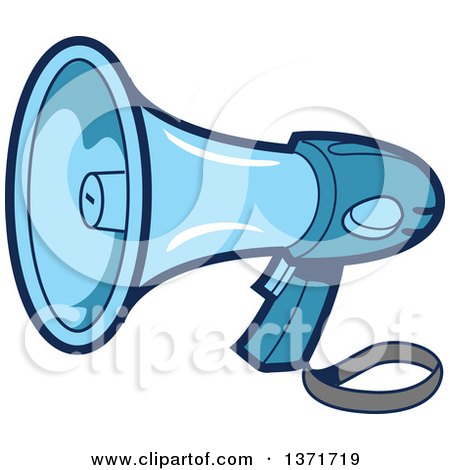 Clipart Of A Blue Megaphone Bullhorn - Royalty Free Vector Illustration by Clip Art Mascots