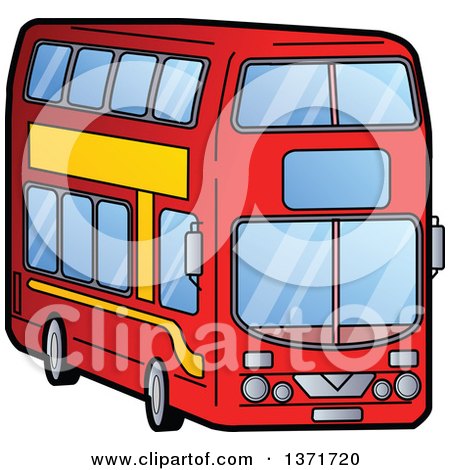 Clipart Of A Double Decker Bus - Royalty Free Vector Illustration by Clip Art Mascots
