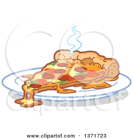 Clipart Of A Hot Melty Slice of Pizza - Royalty Free Vector Illustration by Clip Art Mascots