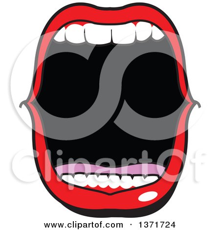 Clipart Of A Mouth Open Wide And Shouting - Royalty Free Vector Illustration by Clip Art Mascots