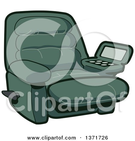 Clipart Of A Green Reclining Chair With A Built in Drink Holder - Royalty Free Vector Illustration by Clip Art Mascots