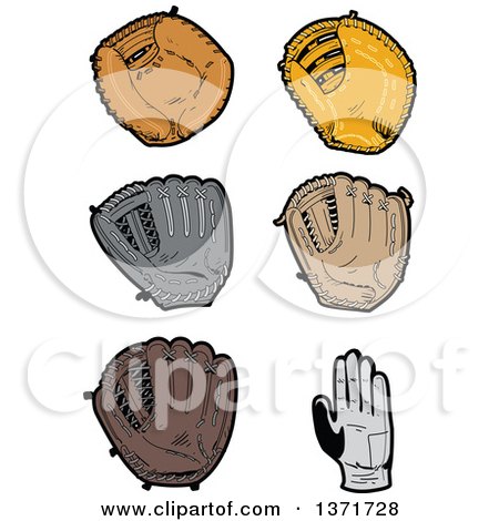 Clipart Of Baseball Gloves - Royalty Free Vector Illustration by Clip Art Mascots