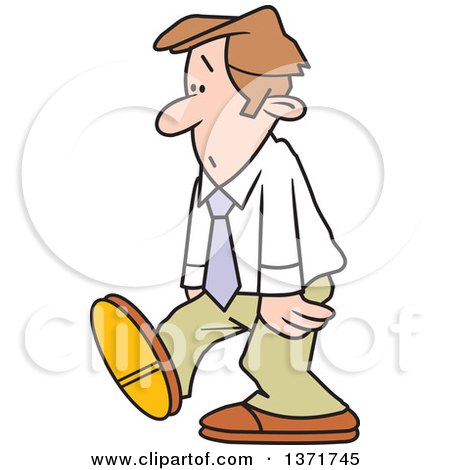 Clipart of a Cartoon Dejected White Business Man Walking - Royalty Free Vector Illustration by Johnny Sajem