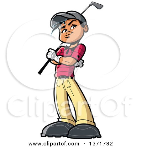 Clipart Of A Proud Young Male Golfer - Royalty Free Vector Illustration by Clip Art Mascots