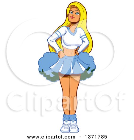 Clipart Of A Blond Caucasian Cheerleader - Royalty Free Vector Illustration by Clip Art Mascots