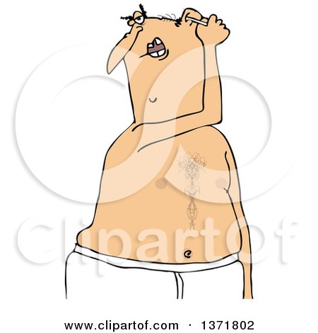 Clipart of a Cartoon Caucasian Man Cleaning His Ears - Royalty Free Vector Illustration by djart