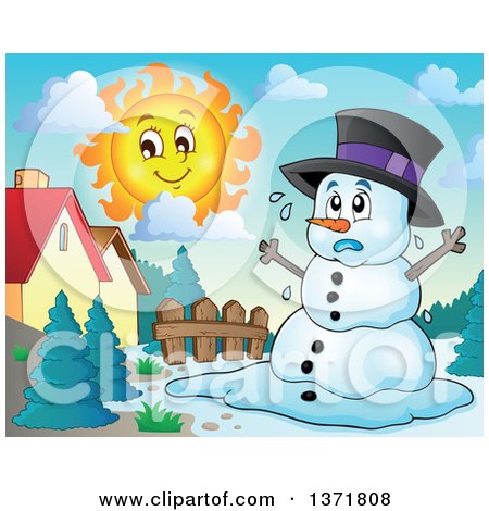 Royalty-Free (RF) Melting Snowman Clipart, Illustrations, Vector Graphics #1