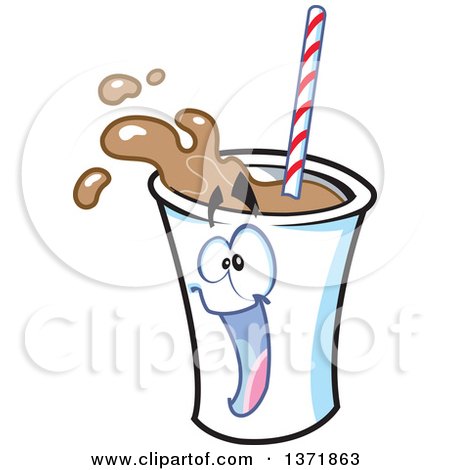 Clipart Of A Happy Cartoon Chocolate Milkshake Character Splashing - Royalty Free Vector Illustration by Clip Art Mascots