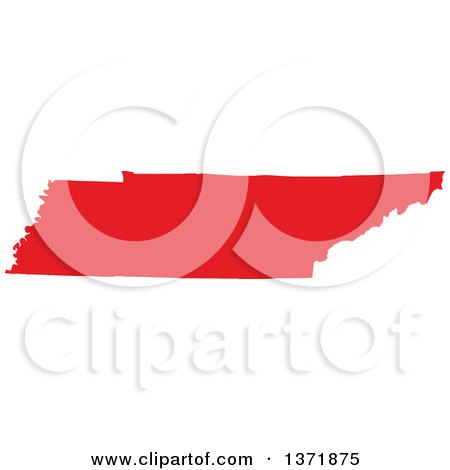 Clipart of a Republican Political Themed Red Silhouetted Shape of the State of Tennessee, USA - Royalty Free Vector Illustration by Jamers