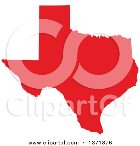 Clipart of a Republican Political Themed Red Silhouetted Shape of the State of Texas, USA - Royalty Free Vector Illustration by Jamers
