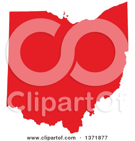 Clipart of a Republican Political Themed Red Silhouetted Shape of the State of Ohio, USA - Royalty Free Vector Illustration by Jamers