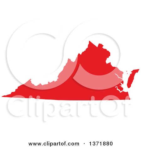 Clipart of a Republican Political Themed Red Silhouetted Shape of the State of Virginia, USA - Royalty Free Vector Illustration by Jamers