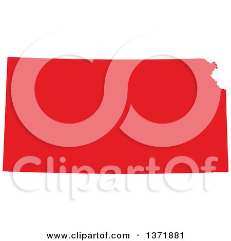 Clipart of a Republican Political Themed Red Silhouetted Shape of the State of Kansas, USA - Royalty Free Vector Illustration by Jamers